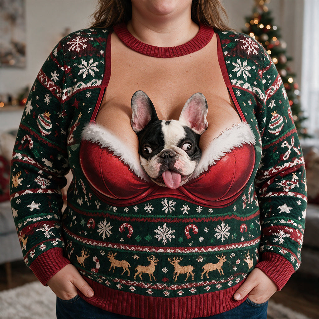 Custom Photo Christmas Spotted Dalmatian Ugly Sweater Funny Holiday Pet Gift