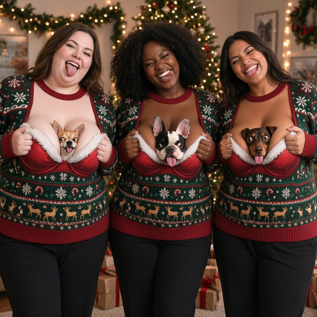 Custom Photo Christmas Black and Tan German Shepherd Ugly Sweater
