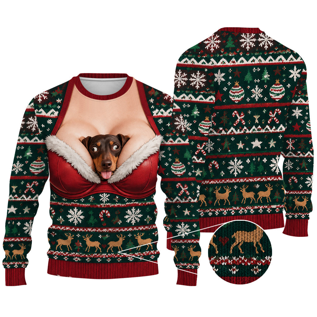Custom Photo Christmas Yellow Labrador Retriever Ugly Sweater