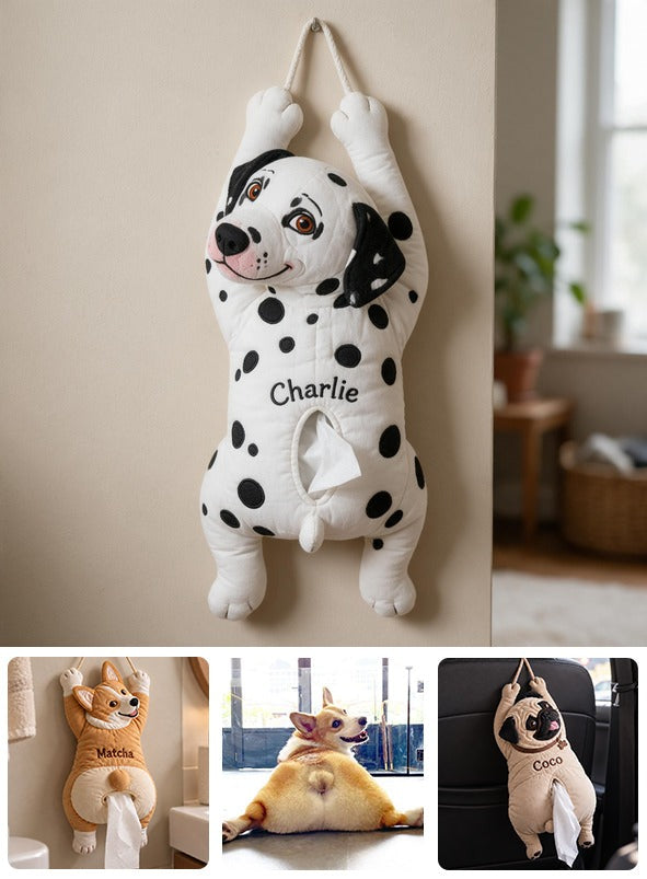 Personalized Black and White Spotted Dalmatian Pull-Out Organizer Hanging Storage