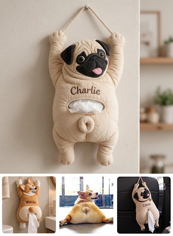 Personalized Fawn Pug Pull-Out Hanging Organizer Cute Home Storage