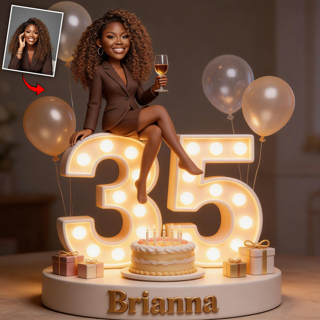 Personalized 45th Birthday Middle-Aged Black Woman Custom Shaped Acrylic Plaque