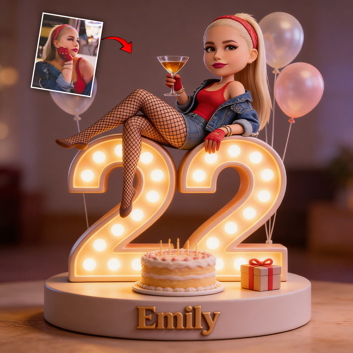 Personalized 45th Birthday Middle-Aged Black Woman Custom Shaped Acrylic Plaque