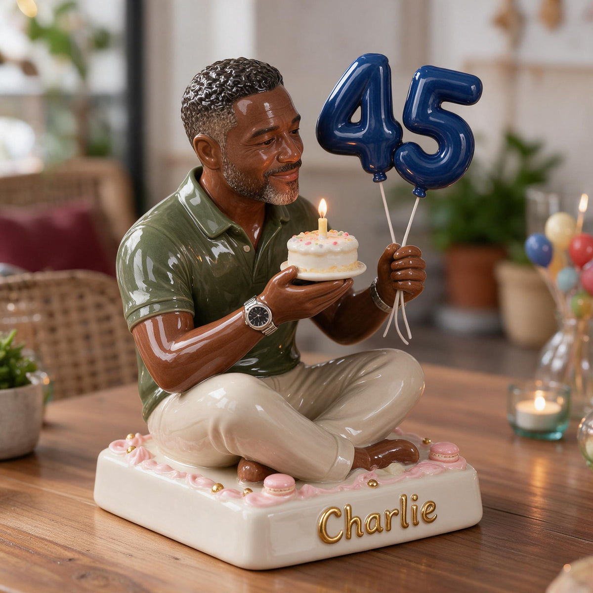 Personalized 45th Birthday Middle-Aged Black Man 3D Plaque Keepsake Gift