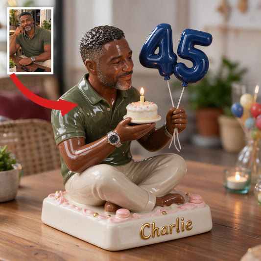 Personalized 45th Birthday Middle-Aged Black Man 3D Plaque Keepsake Gift
