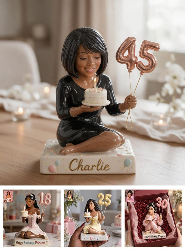 Personalized 45th Birthday Middle-Aged Black Woman 3D Plaque Keepsake Gift