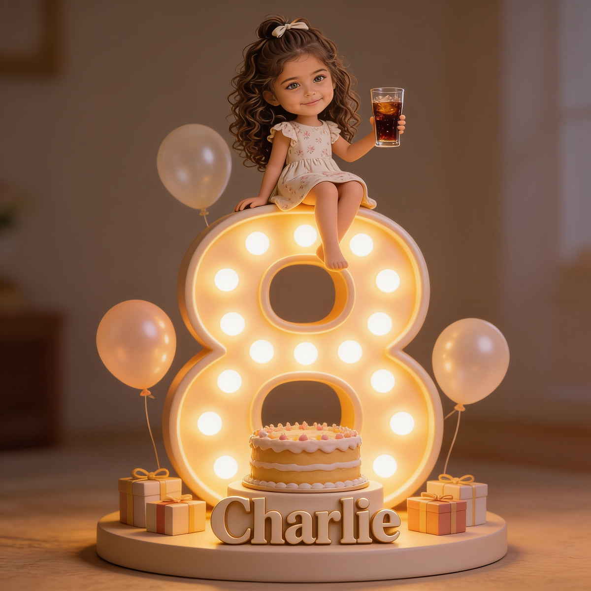 Personalized 8th Birthday Latina Little Girl Custom Shaped Acrylic Plaque for Daughter Granddaughter Niece