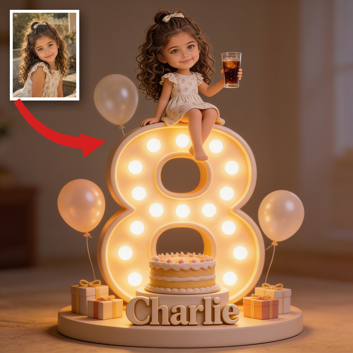 Personalized 8th Birthday Latina Little Girl Custom Shaped Acrylic Plaque for Daughter Granddaughter Niece