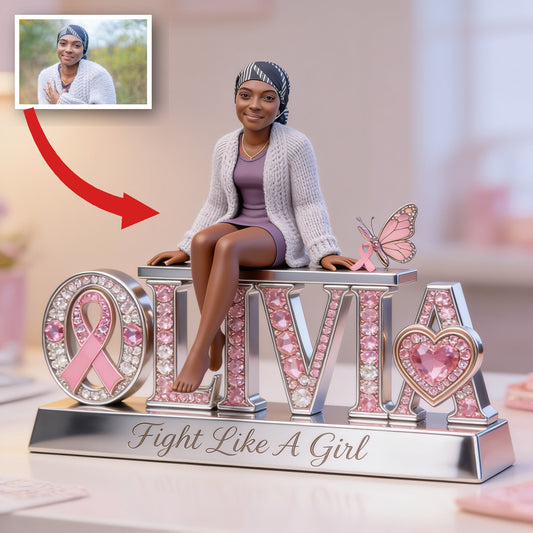 Custom Photo Breast Cancer Awareness Black Breast Cancer Woman Shaped Acrylic Plaque