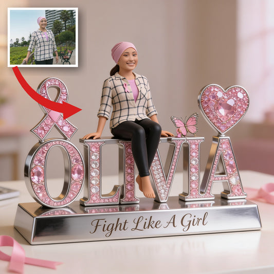 Custom Photo Breast Cancer Awareness Latina Breast Cancer Woman Shaped Acrylic Plaque