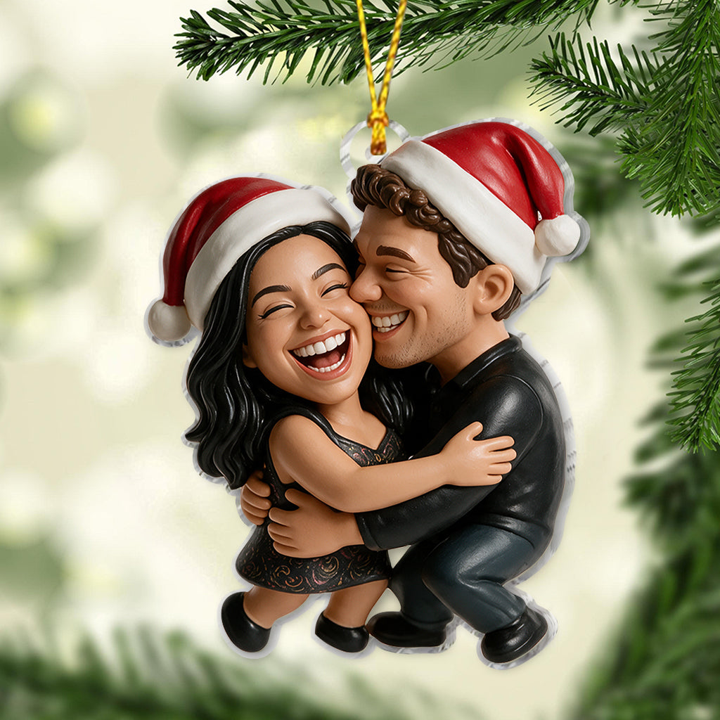 Custom Photo Christmas Latino Couple Wedding Ornament, Newlywed Keepsake Gift