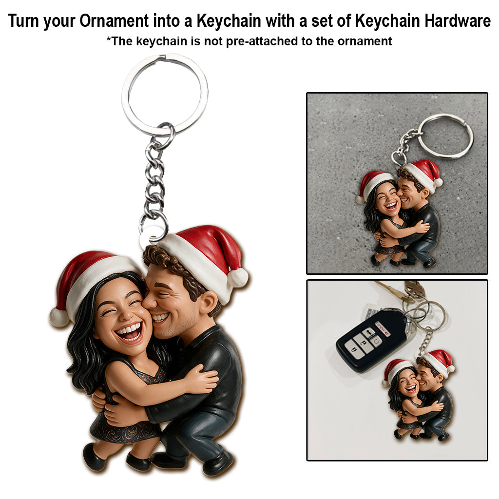 Custom Photo Christmas Gay Couple Caricature Ornament LGBT Gift