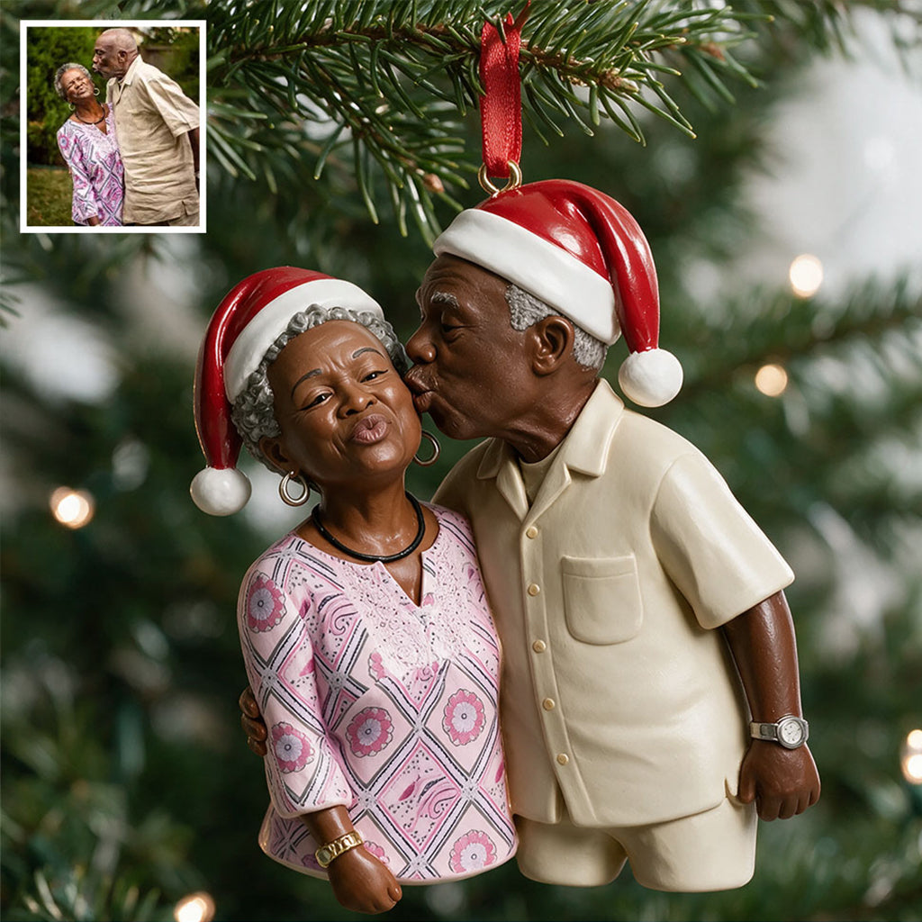 Custom Photo Christmas Older Couple Ornament, Grandparents Holiday Keepsake