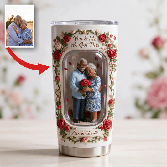 Custom Photo Older Black Couple Tumbler - Personalized Couple Keepsake Gift