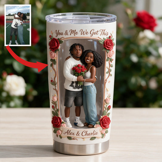 Custom Photo Black Couple Husband Wife Tumbler Romantic Couple Gift