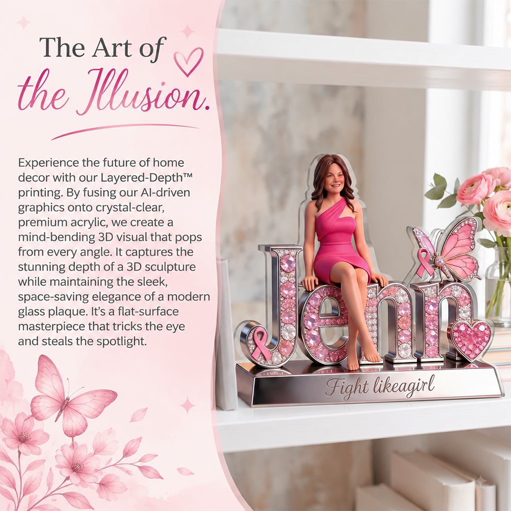 Custom Photo Breast Cancer Survivor Pink Headscarf Acrylic Plaque Awareness Gift