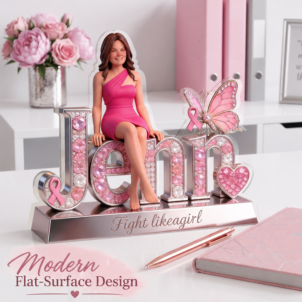 Custom Photo Breast Cancer Awareness Middle-Aged Breast Cancer Woman Acrylic Plaque Desk Decor