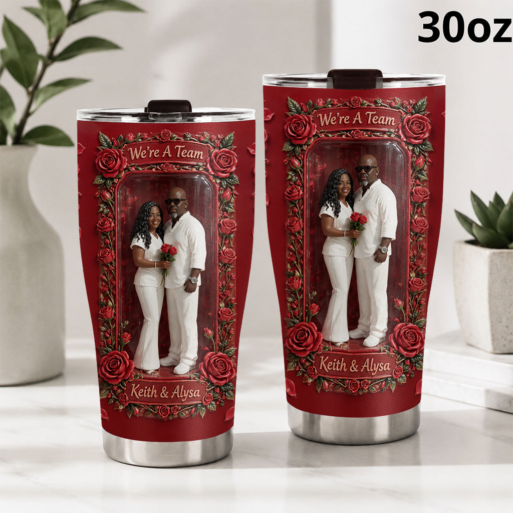 Custom Photo Husband Wife Couple Tumbler Romantic Rose Drinkware Gift