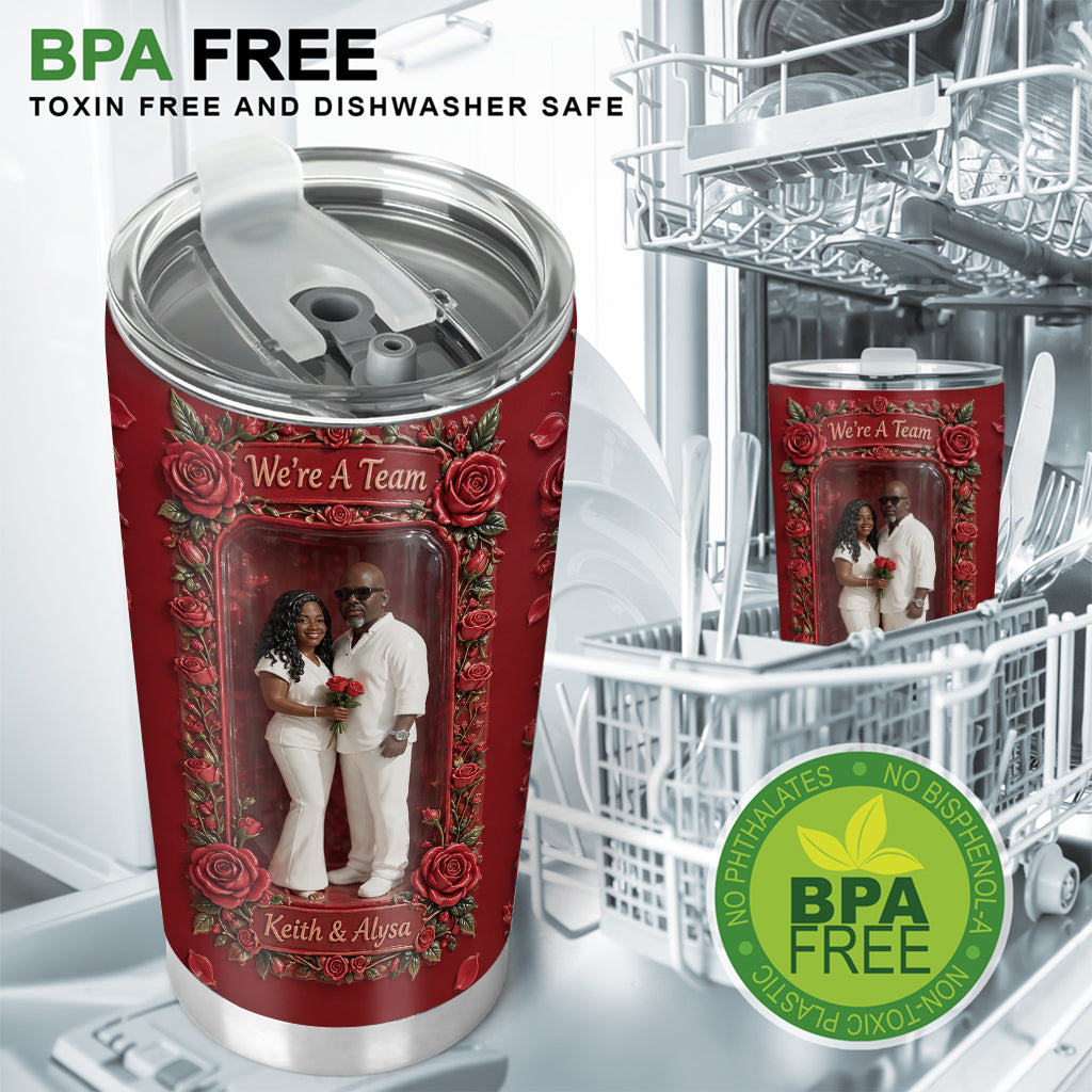 Custom Photo Wedding Black Couple Tumbler, Personalized Husband Wife Gift