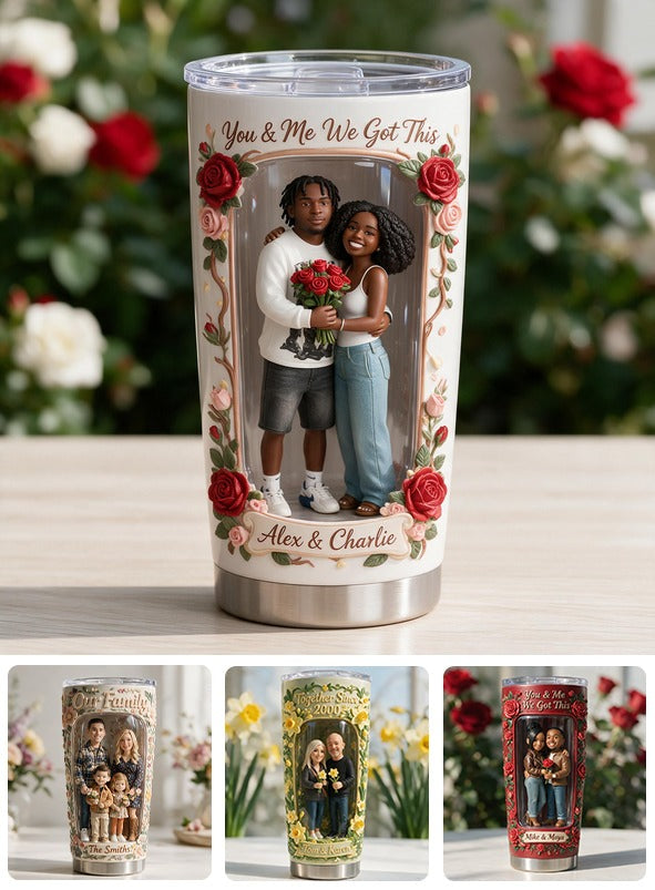 Custom Photo Black Couple Husband Wife Tumbler Romantic Couple Gift