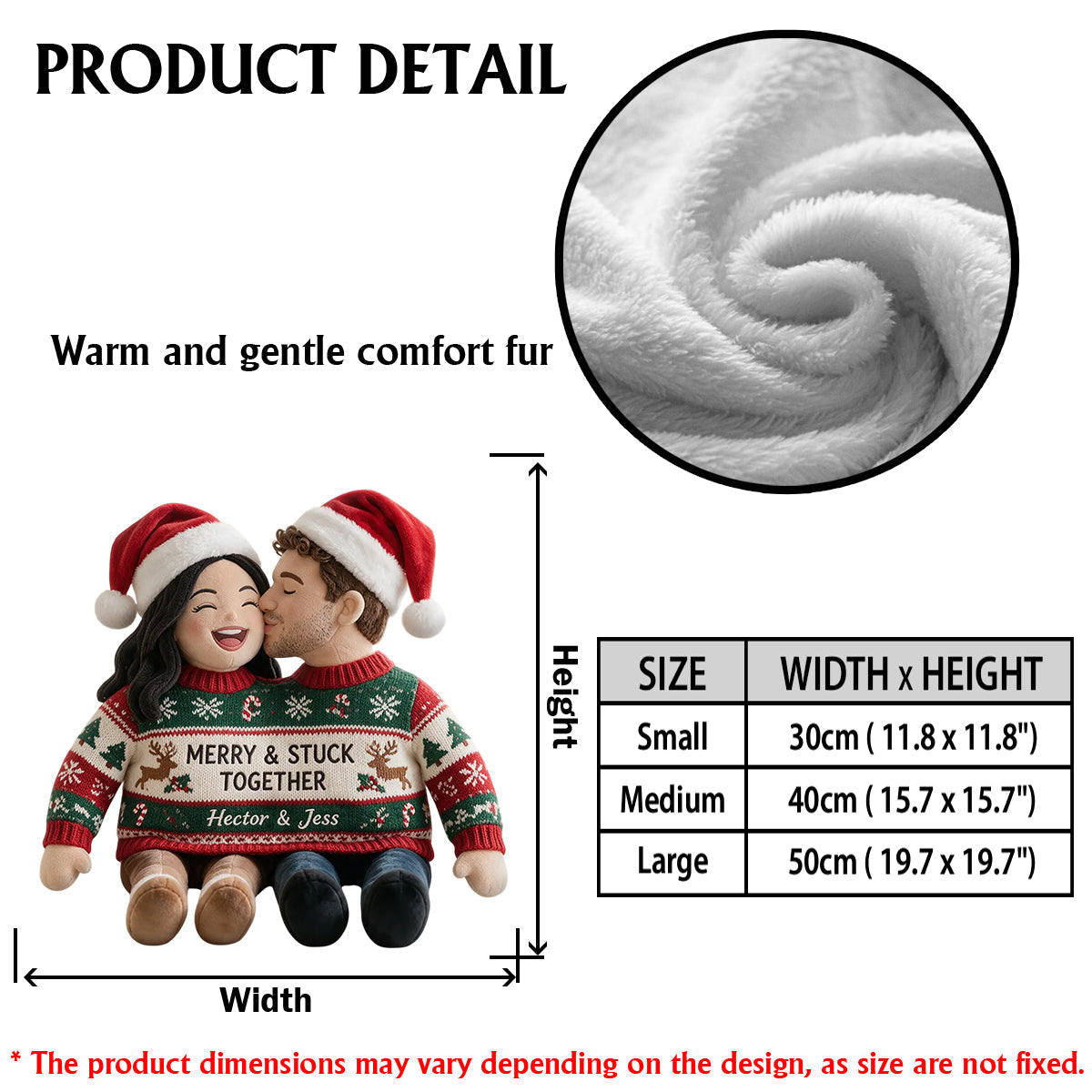 Custom Photo Christmas Middle-Aged Black Couple Faux Fur Pillow, Holiday Couple Gift