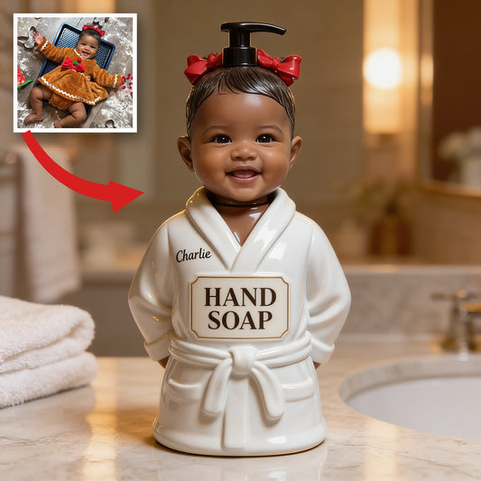 Personalized Christmas Black Christmas Baby Girl Soap Dispenser Bathroom Gift