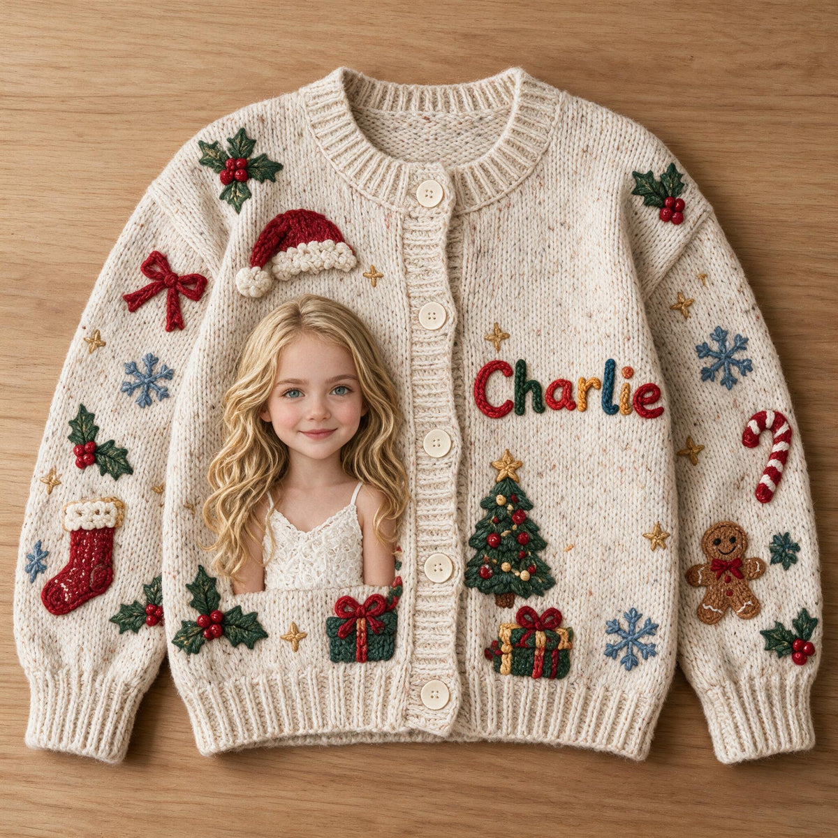 Personalized Christmas Little Girl Cardigan Sweater Gift for Daughter Granddaughter Niece