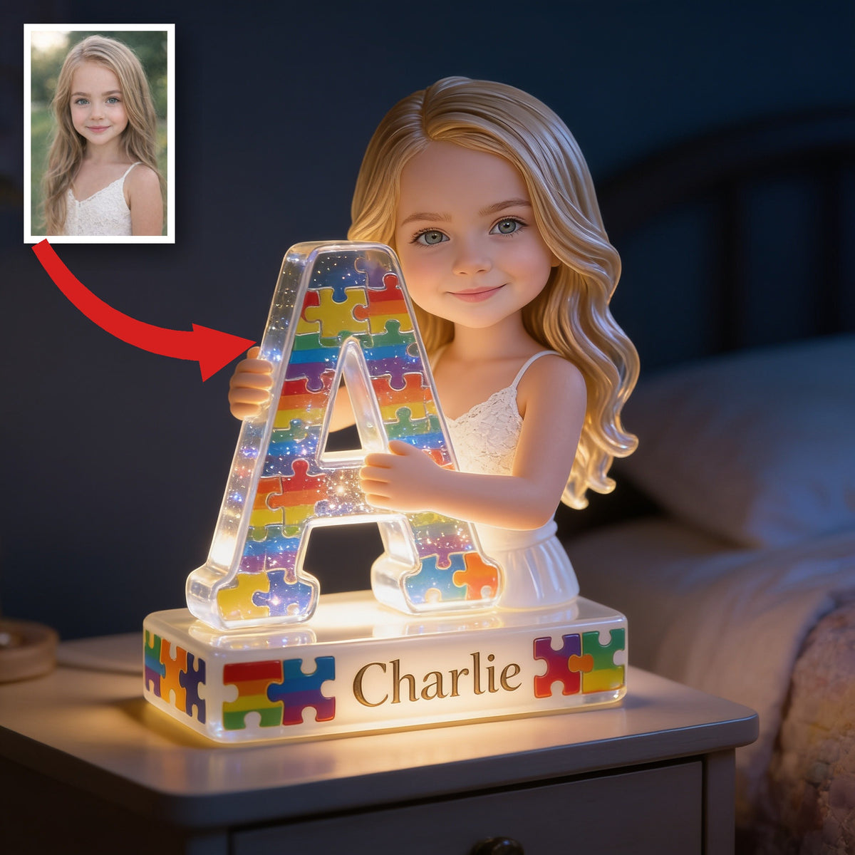 Personalisierte LED Nachtlicht für Mädchen - Geschenk für Kinderzimmer