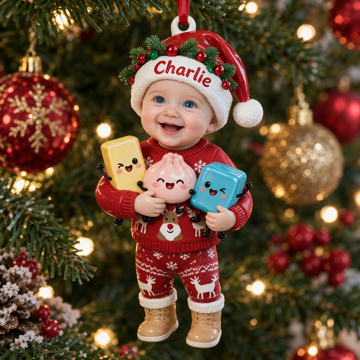 Personalized Christmas Baby Boy 3D Ornament Gift for Kids