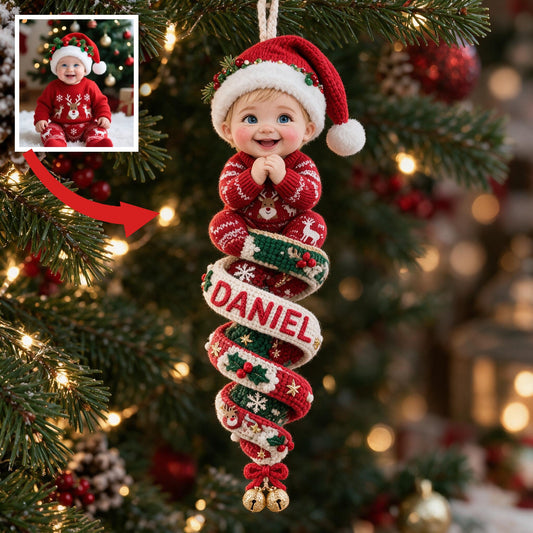 Custom Photo Christmas Baby Boy Plush Ornament Christmas Gift