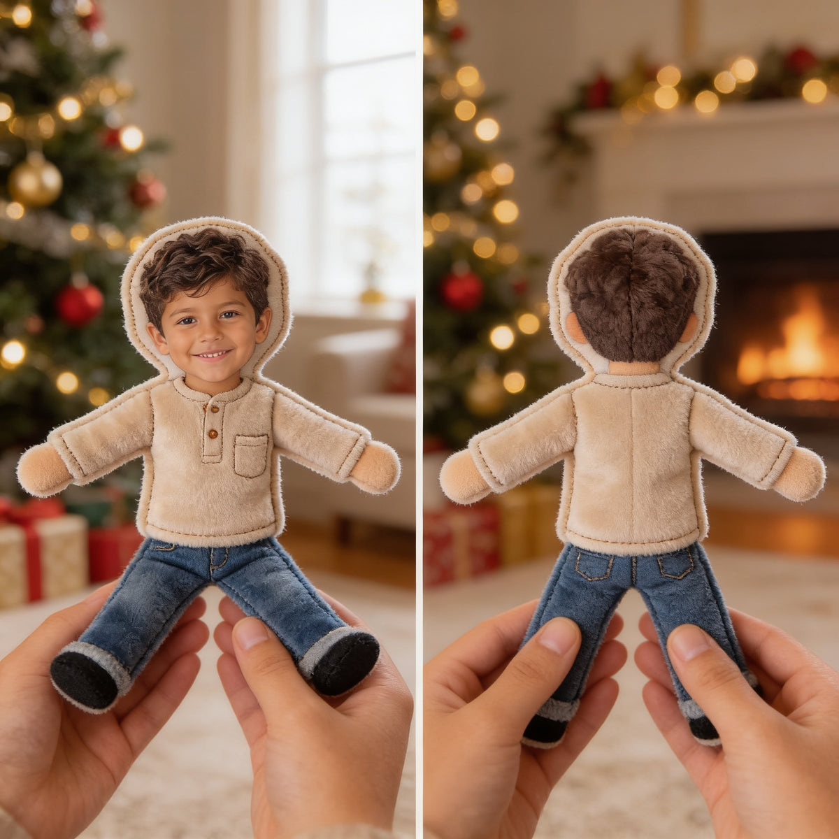 Custom Photo Latino Little Boy Posable Plush Doll Personalized Keepsake Gift