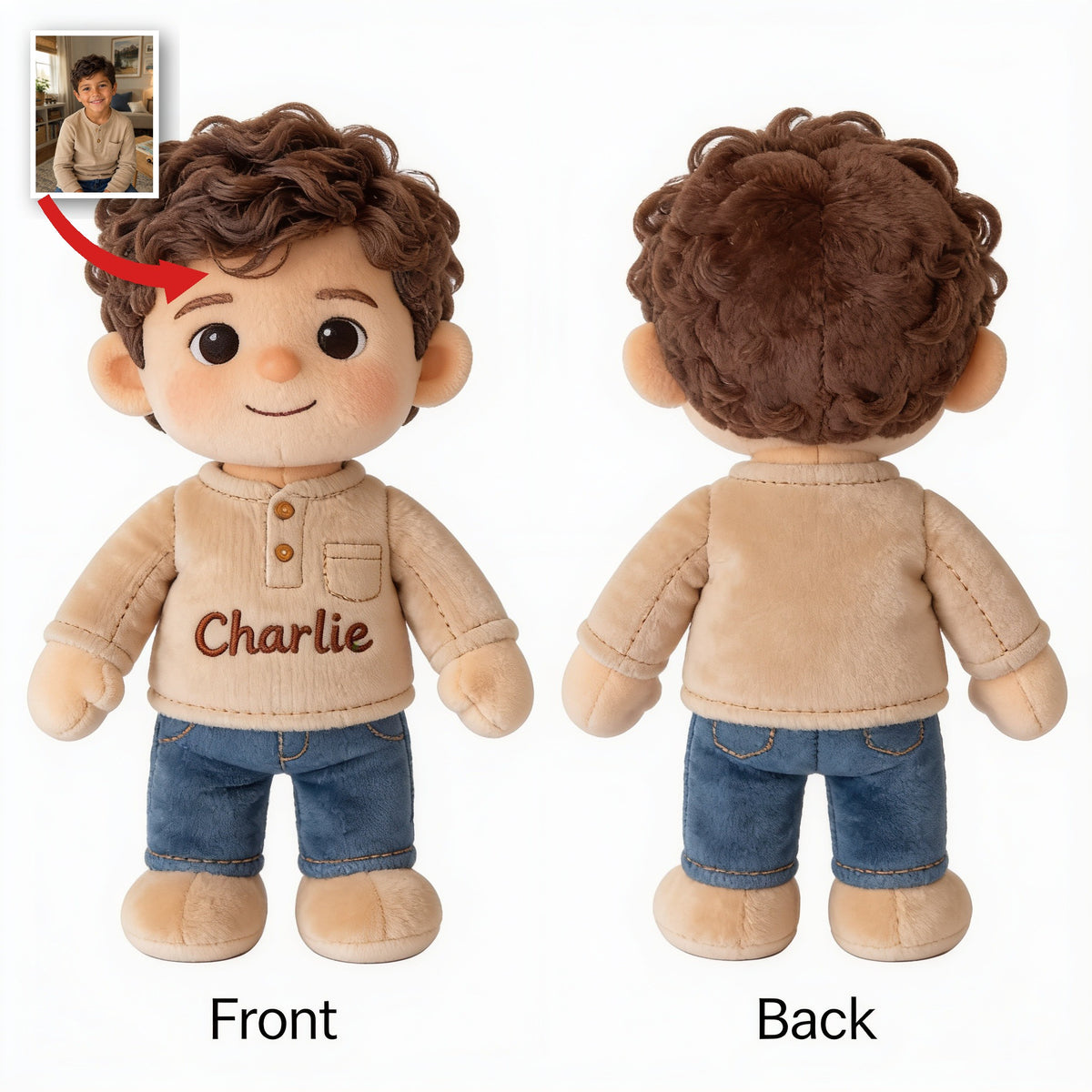 Personalized Latino Little Boy Plush Keychain Custom Son Grandson Gift