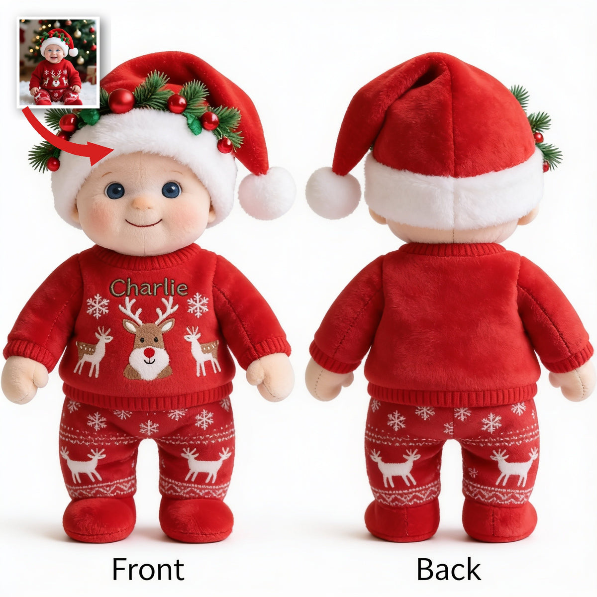 Personalized Christmas Baby Boy Plush Keychain Holiday Gift