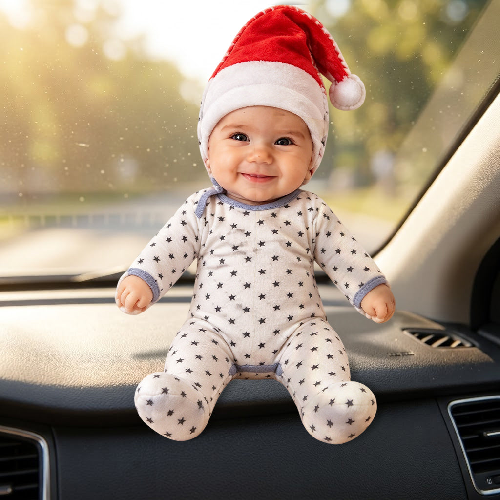 Custom Photo Christmas Baby Boy Posable Plush Doll Holiday Gift