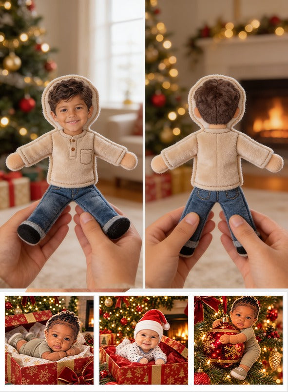 Custom Photo Latino Little Boy Posable Plush Doll Personalized Keepsake Gift