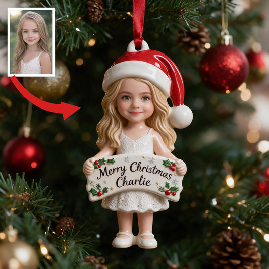 Personalized Christmas Little Girl 3D Ornament, Gift for Daughter Granddaughter Niece