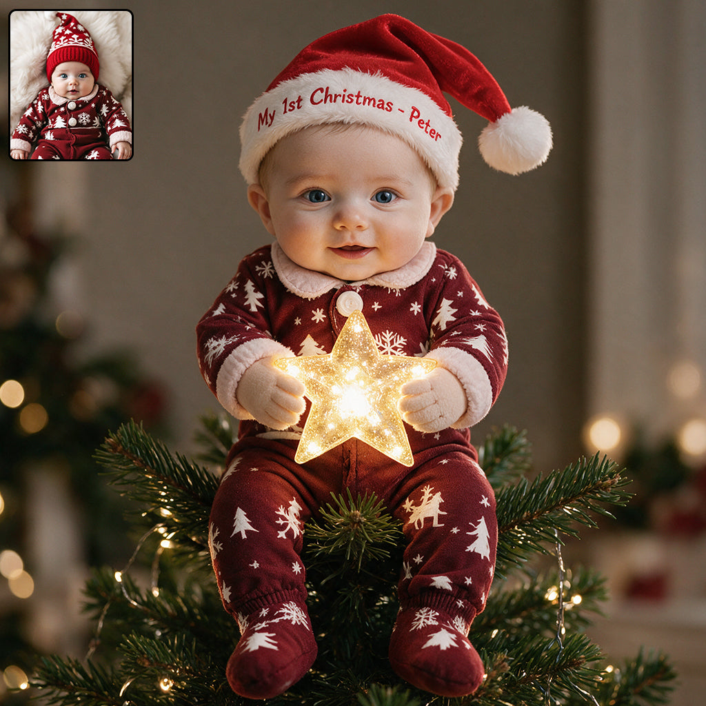 Personalized Christmas Latino Little Boy LED Light Tree Topper Gift for Son Grandson