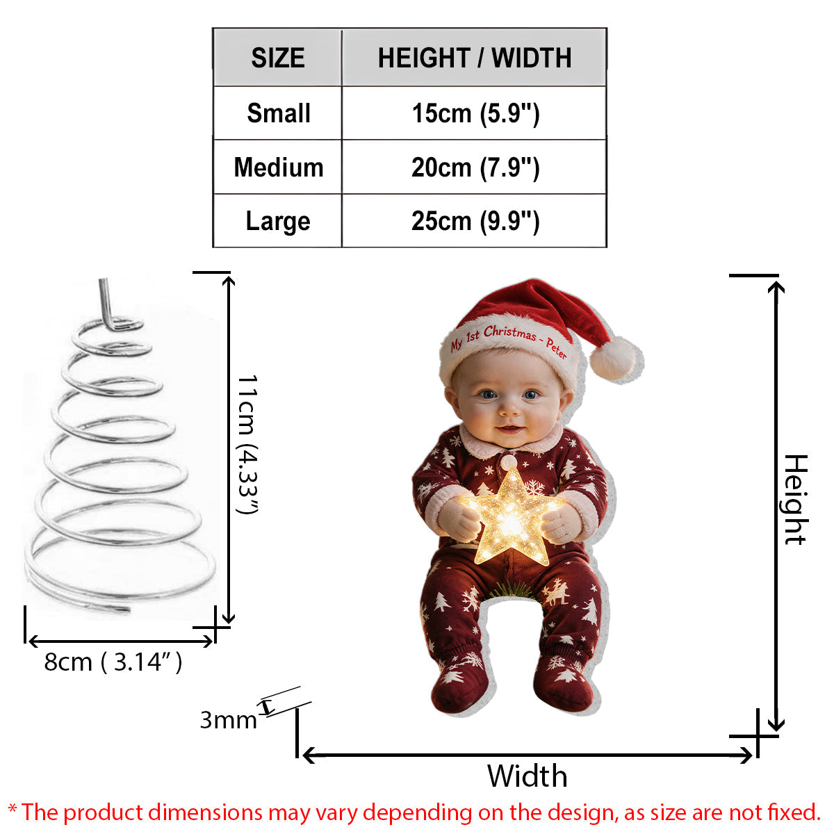 Personalized Christmas Baby Boy LED Light Tree Topper