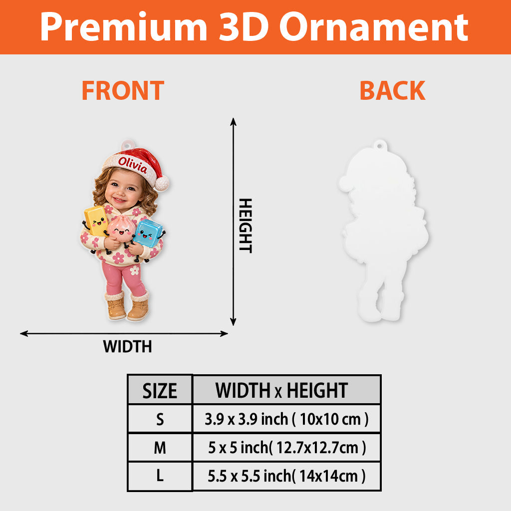 Personalized Christmas Latina Little Girl 3D Ornament, Holiday Gift for Kids