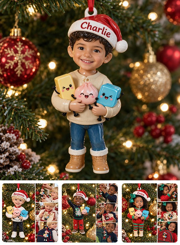 Ornement 3D de Noël personnalisé Petit Garçon Latino - Cadeau Fils Petit-fils Neveu