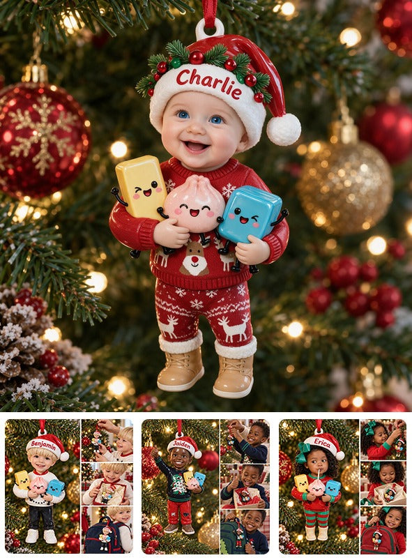 Personalized Christmas Baby Boy 3D Ornament Gift for Kids