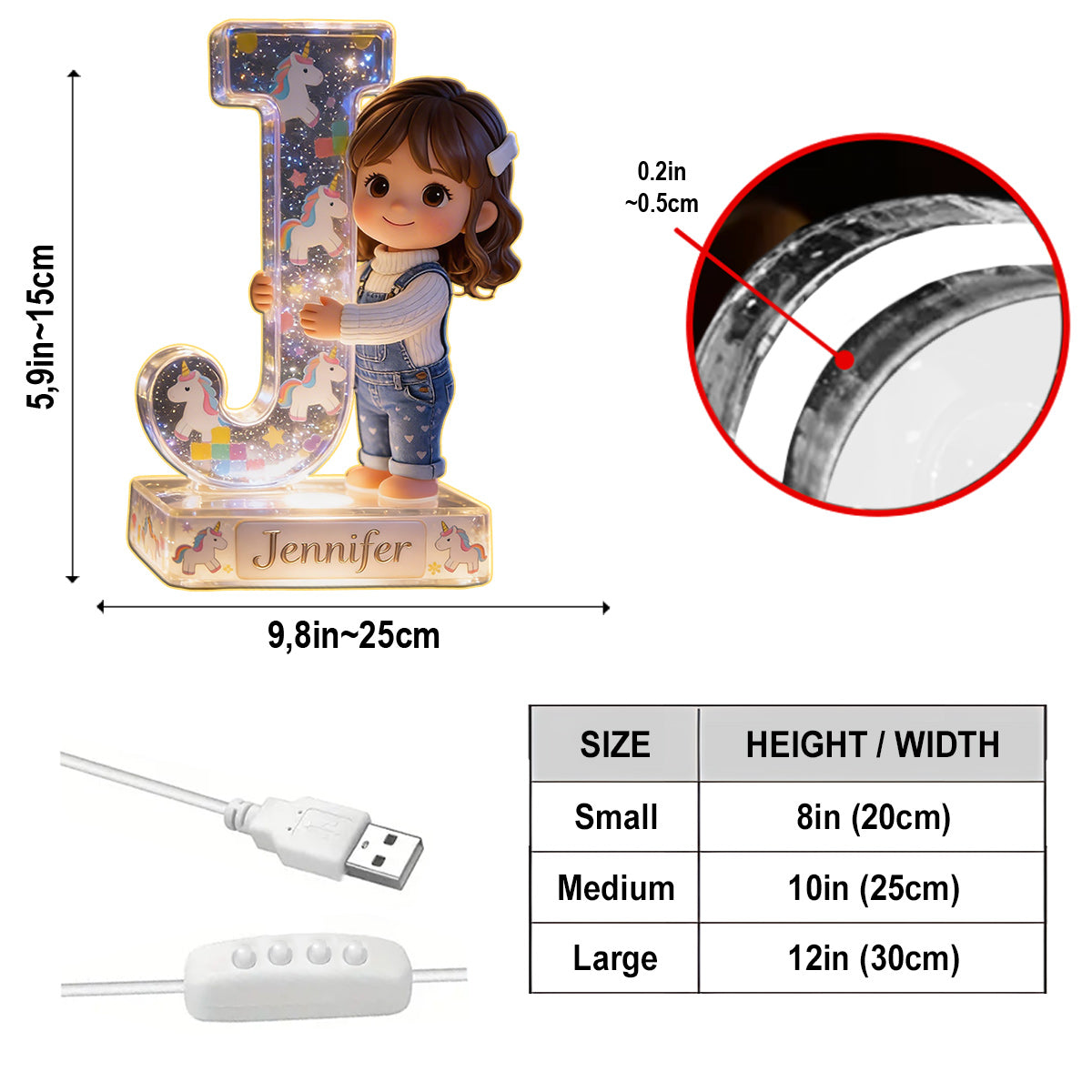 Personalized Christmas Baby Boy Acrylic LED Night Light Holiday Kid Gift