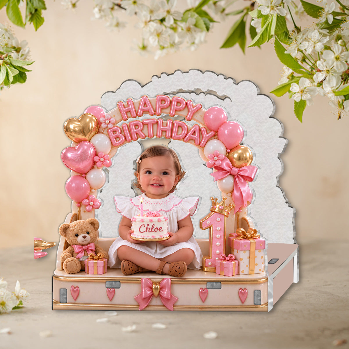 Personalized Birthday Black Little Girl Napkin Holder, Party Table Decor