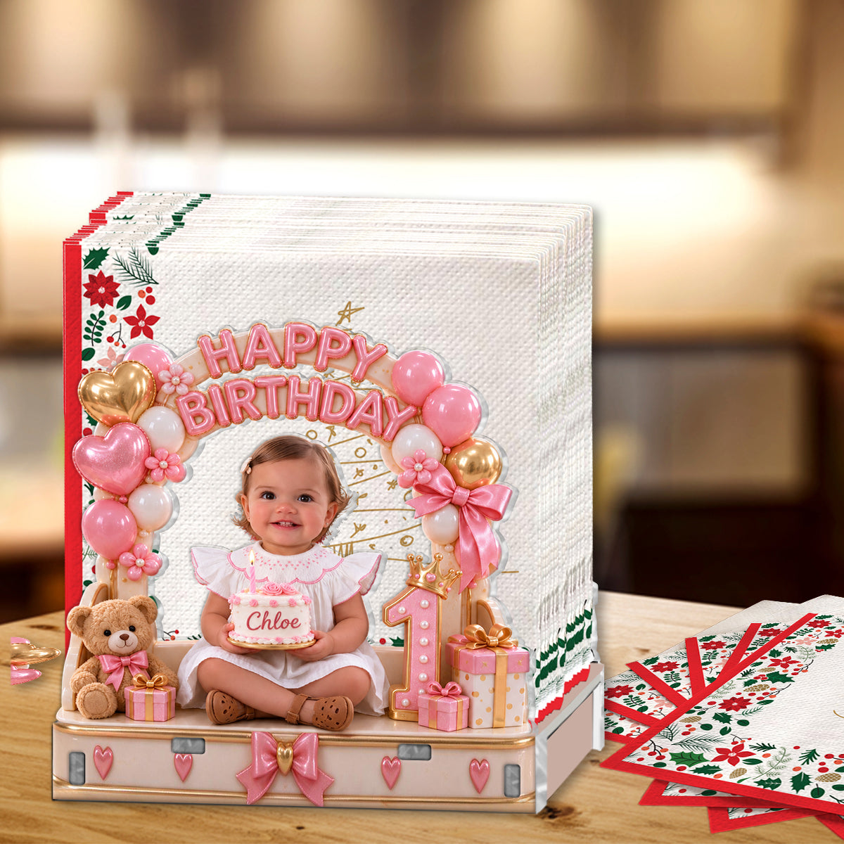 Personalized Birthday Little Girl Napkin Holder Gift for Daughter Granddaughter Niece