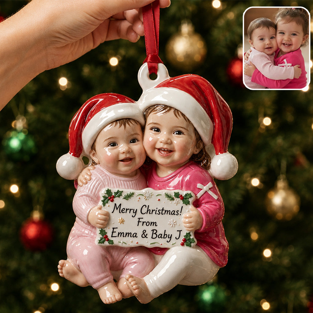 Personalized Christmas Black Christmas Baby Girl 3D Resin Ornament Keepsake
