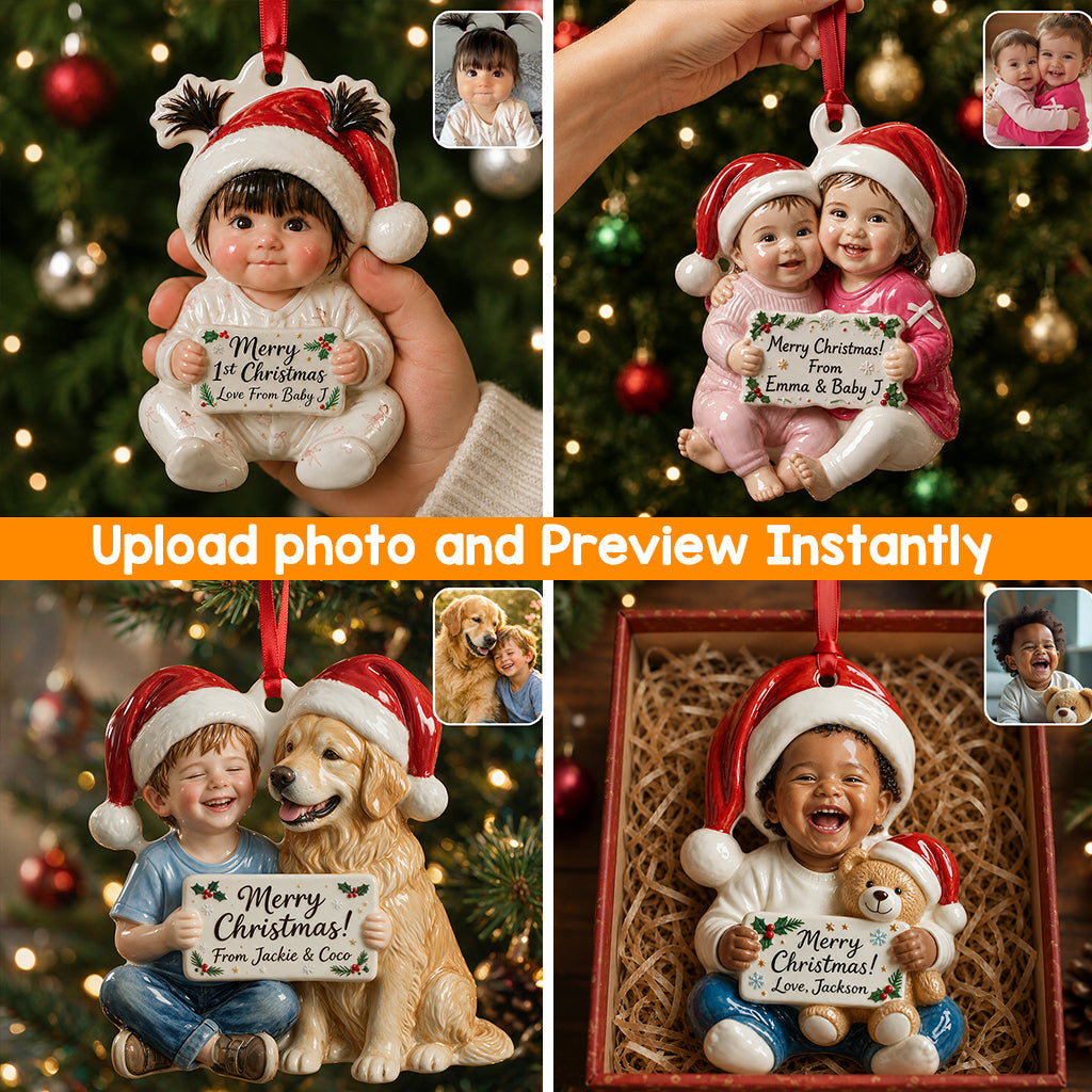 Personalized Christmas Black Christmas Baby Girl 3D Resin Ornament Keepsake