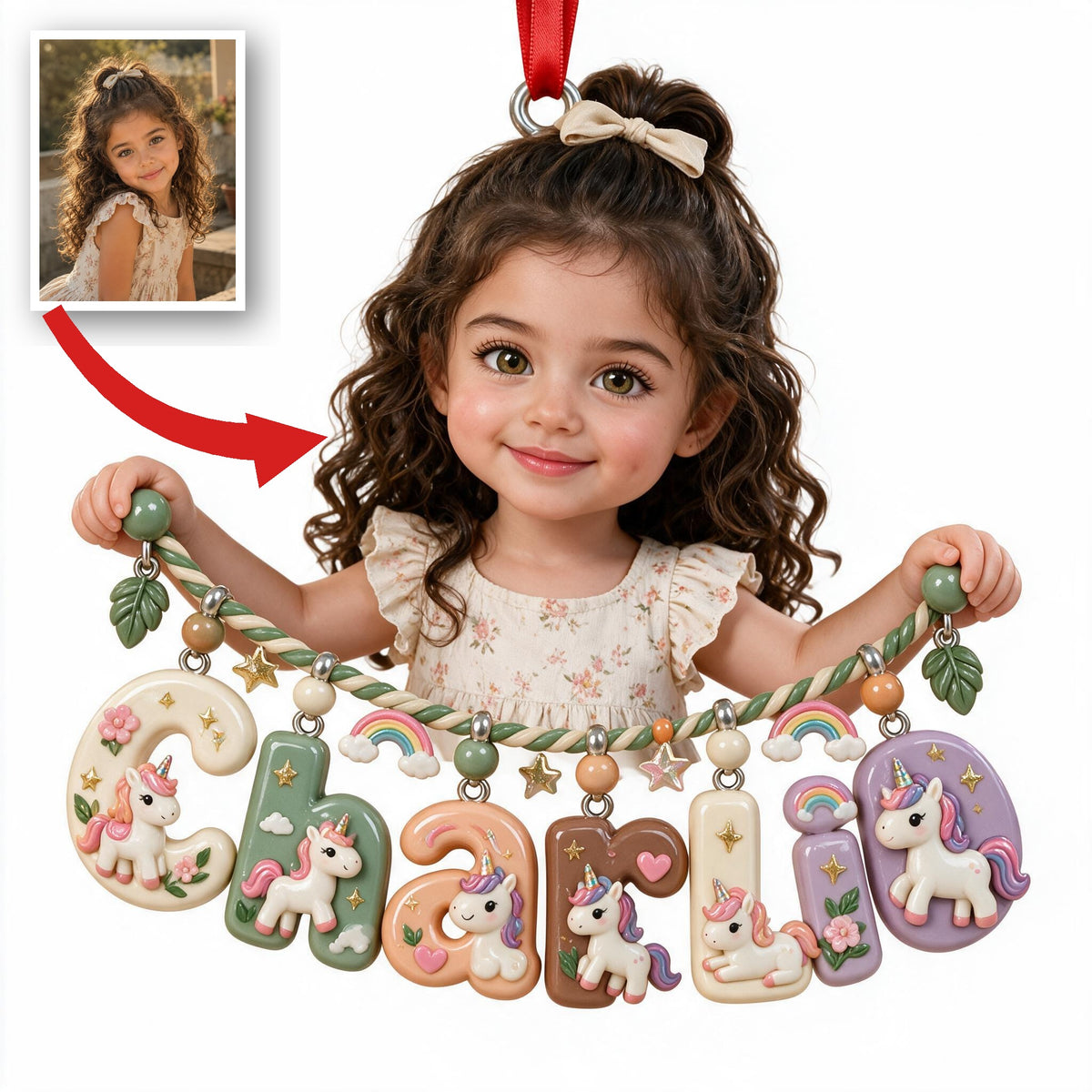 Personalized Latina Little Girl Custom Name Acrylic Ornament Unicorn Charm Gift for Kids