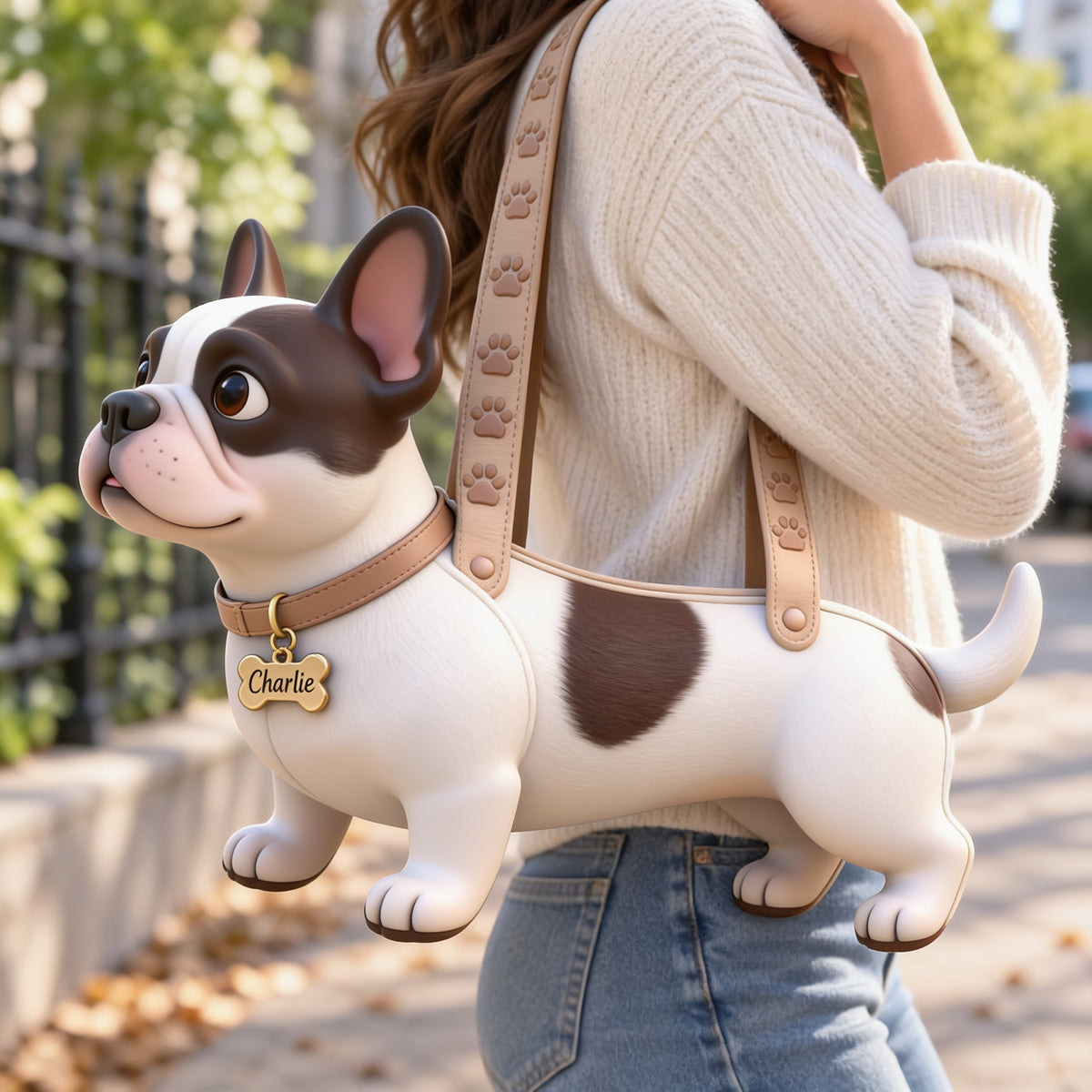 Personalisierte Schwarz-Weiß Französische Bulldogge Form Tote Bag Geschenk für Tierliebhaber