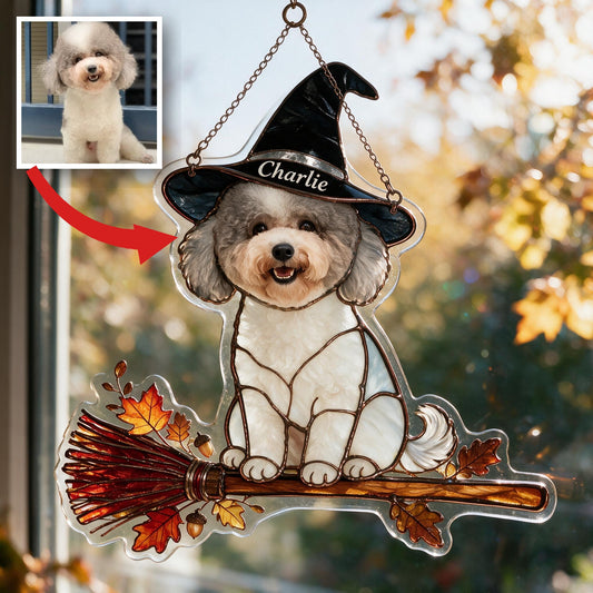 Personalized Halloween Curly Adult Poodle 3D Glass Suncatcher Pet Decor Gift