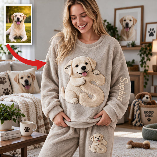 Personalized Adult Yellow Labrador Retriever Fleece Lounge Set for Dog Lovers